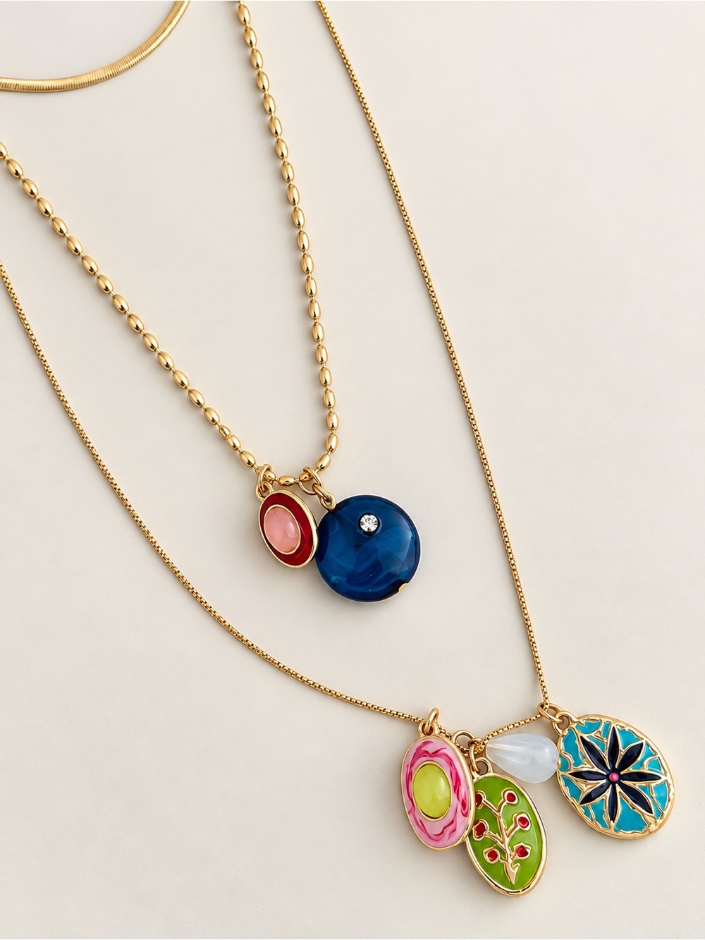 Zara style PACK OF 3 CHAIN NECKLACES WITH CHARMS AND STONES